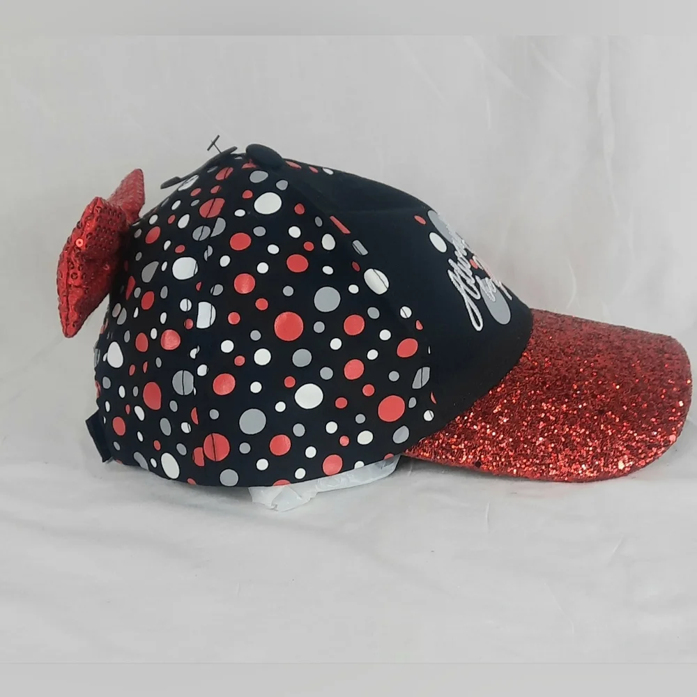Disney Parks Minnie Mouse Youth Hat Glitter Sequin Bow Always Be You Cap Black